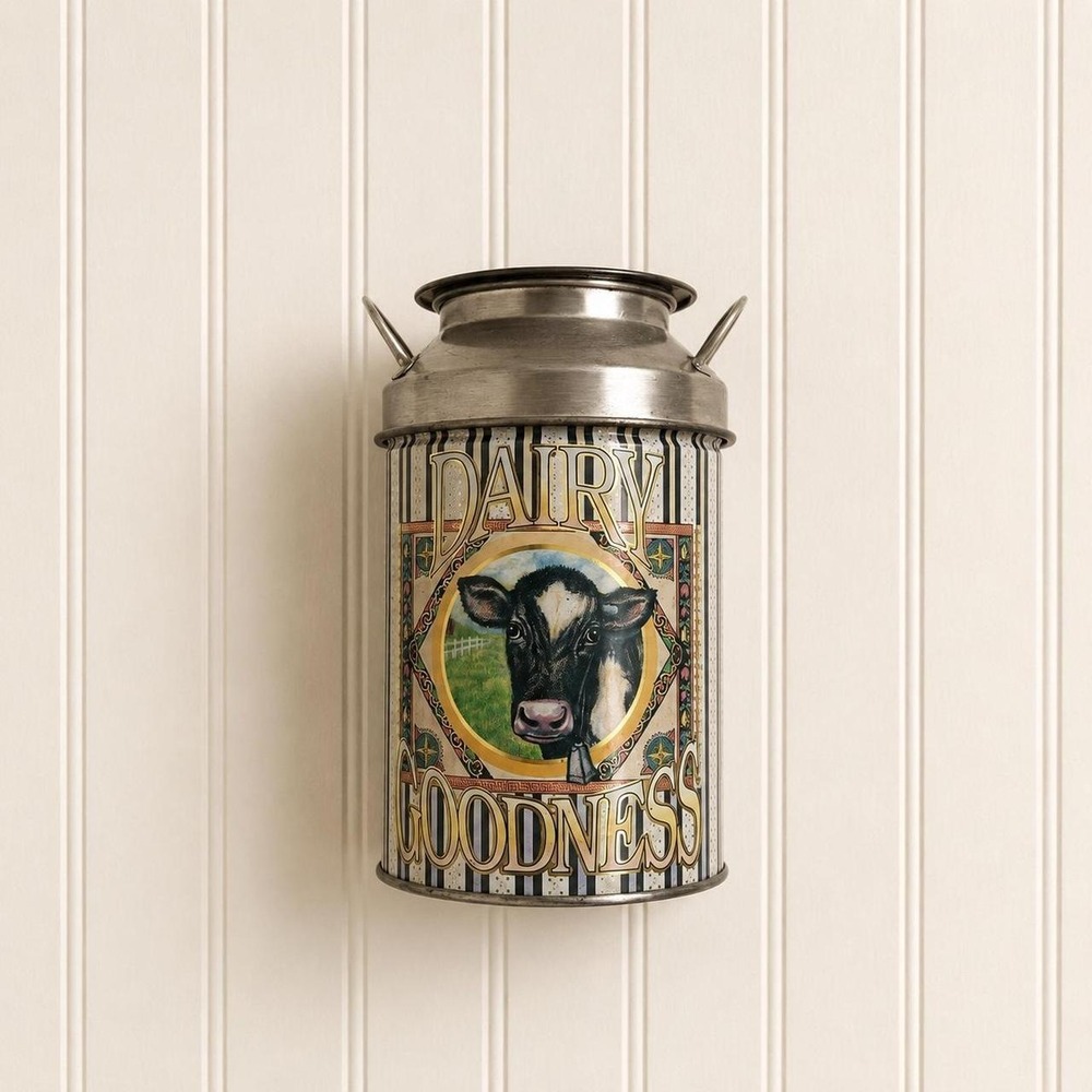 Vintage Dairy Cow Tin Canister